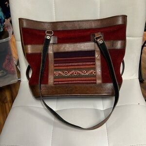 Red leather purse made in Bolivia